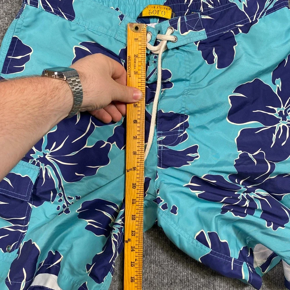 Polo Ralph Lauren Mens Floral Hibiscus Swim Trunks Turquoise Navy Blue Large‎